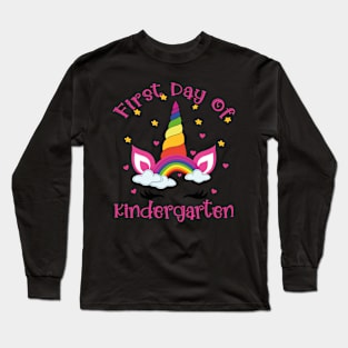 Cute Unicorn Face | 1st Day of Kindergarten Long Sleeve T-Shirt